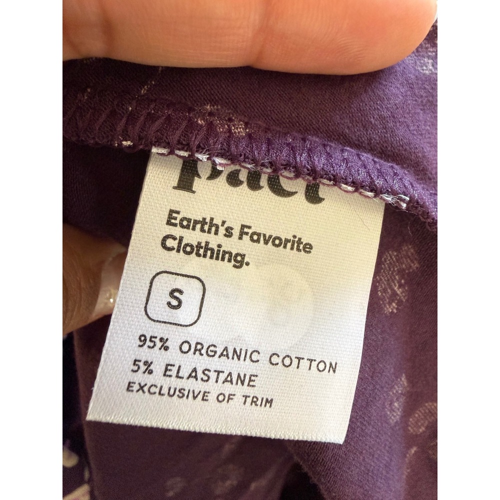 Pact Organic Cotton Floral Fit & Flare Dress Purple Cross Back Pockets Small - Picture 3 of 7